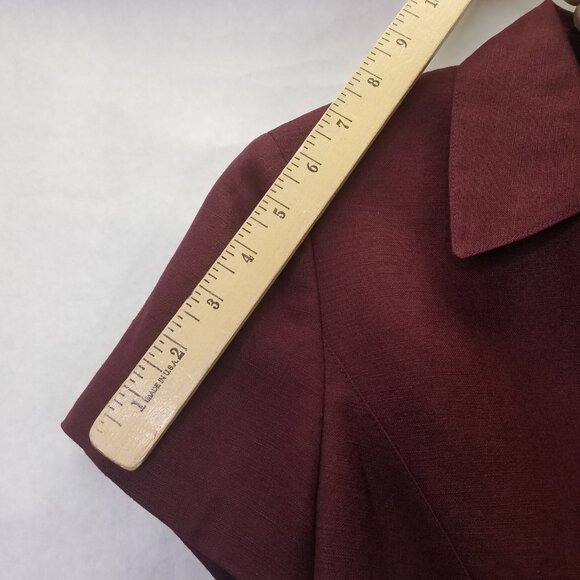 KASPER Skirt Suit Women Sz 4 Short Sleeve Jacket Burgundy Maxi Skirt Linen Lined - Picture 12 of 16